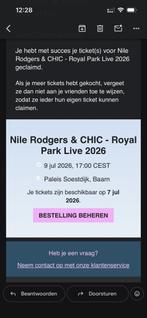 Nile Rodgers & CHIC royal park live 2026 4 staanplaatsen, Tickets en Kaartjes, Drie personen of meer, Juli