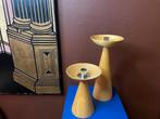Set VTG IKEA Blonde Oak Candle Holders in Wabi Sabi Style,, Gebruikt, Ophalen of Verzenden, Kandelaar, Hout