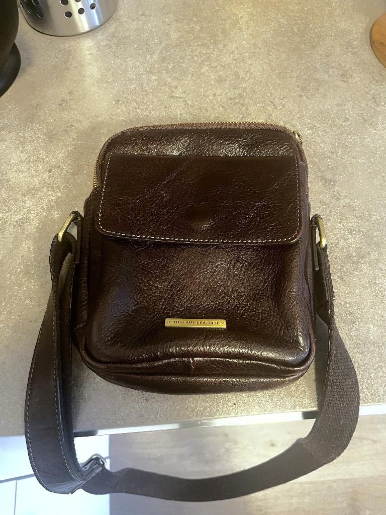 Tuscany Leather Paul leren herentas crossbody, Overige merken, Bruin, Ophalen of Verzenden, Zo goed als nieuw