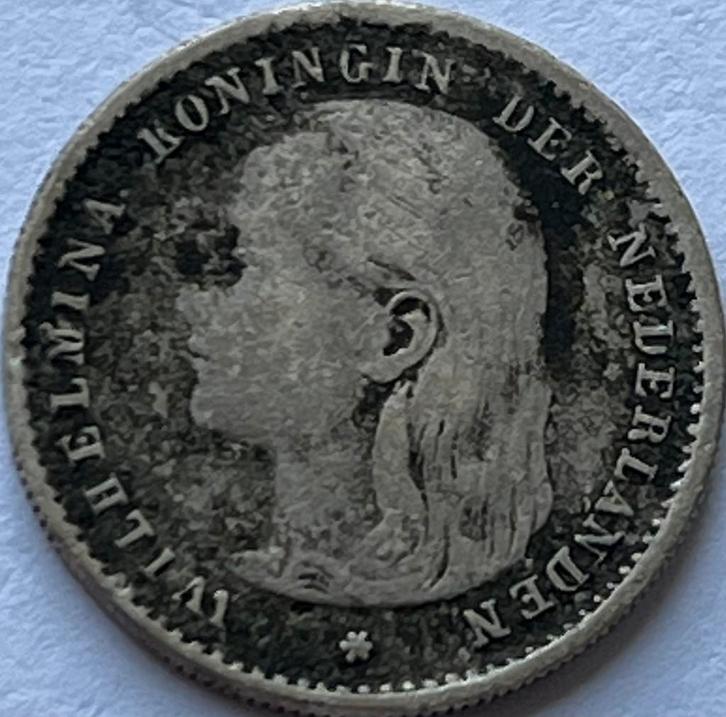 Tien cent 1895, Postzegels en Munten, Munten | Nederland, Losse munt, 10 cent, Koningin Wilhelmina, Zilver, Ophalen of Verzenden