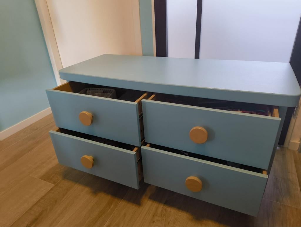 Mammut ladekast met 4 lades IKEA, blauw, Huis en Inrichting, Kasten | Ladekasten, Ophalen, 100 tot 150 cm, Zo goed als nieuw, 3 of 4 laden