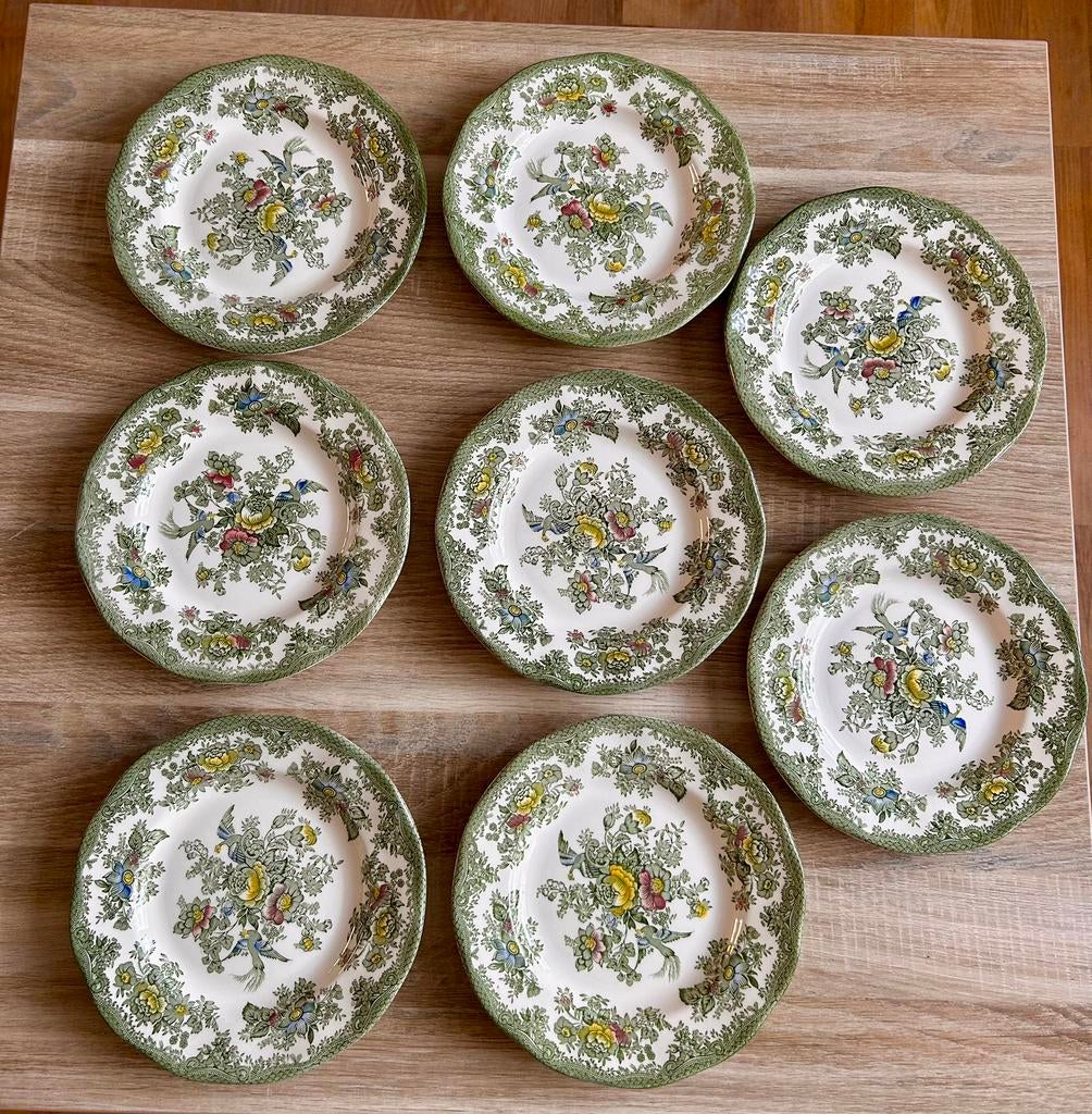 8 ontbijtborden Wedgwood Enoch Tunstall Oriental Pheasants, Verzenden