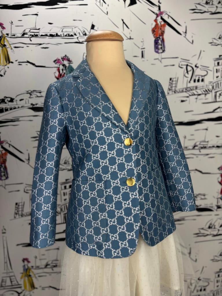 Gucci GG supreme blauw jasje blazer maat 6 (1.250 euro), Kinderen en Baby's, Meisje, Gucci EU, Zo goed als nieuw, Gucci