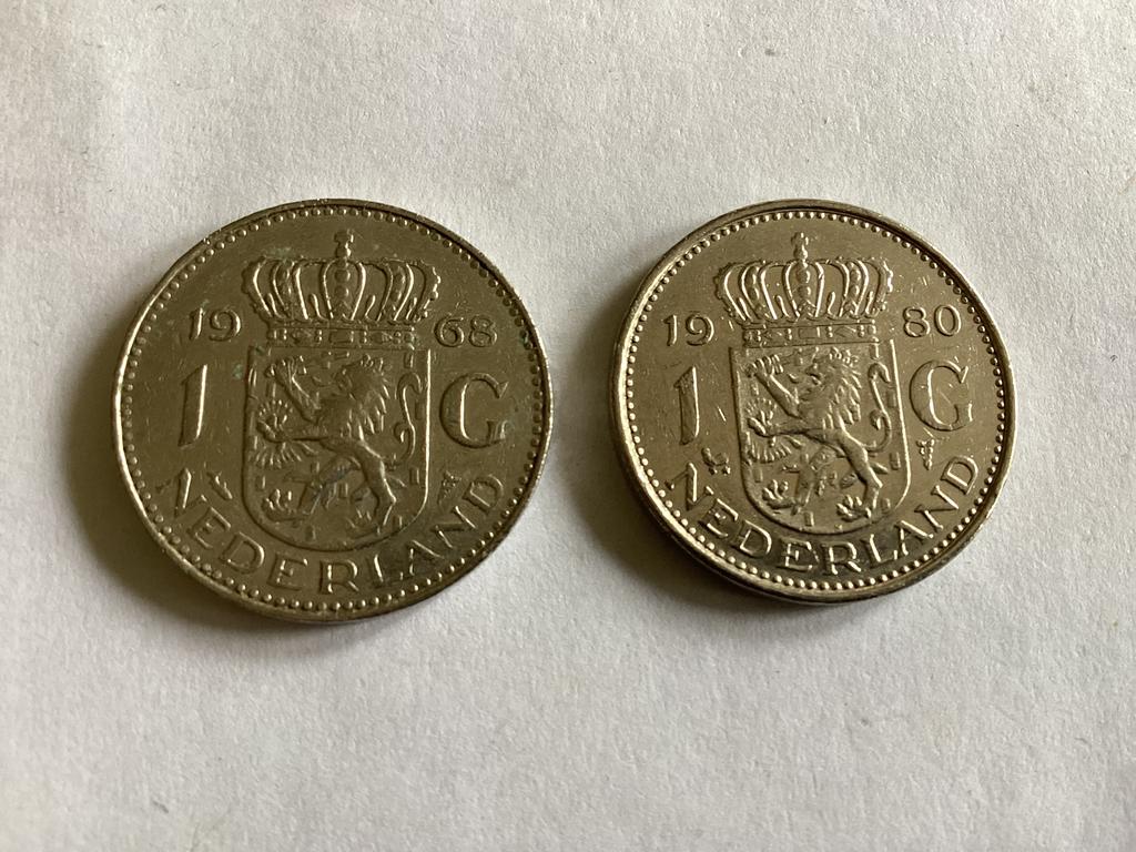 2x 1 gulden ( in Hilversum ), Ophalen of Verzenden, Koningin Juliana, 1 gulden