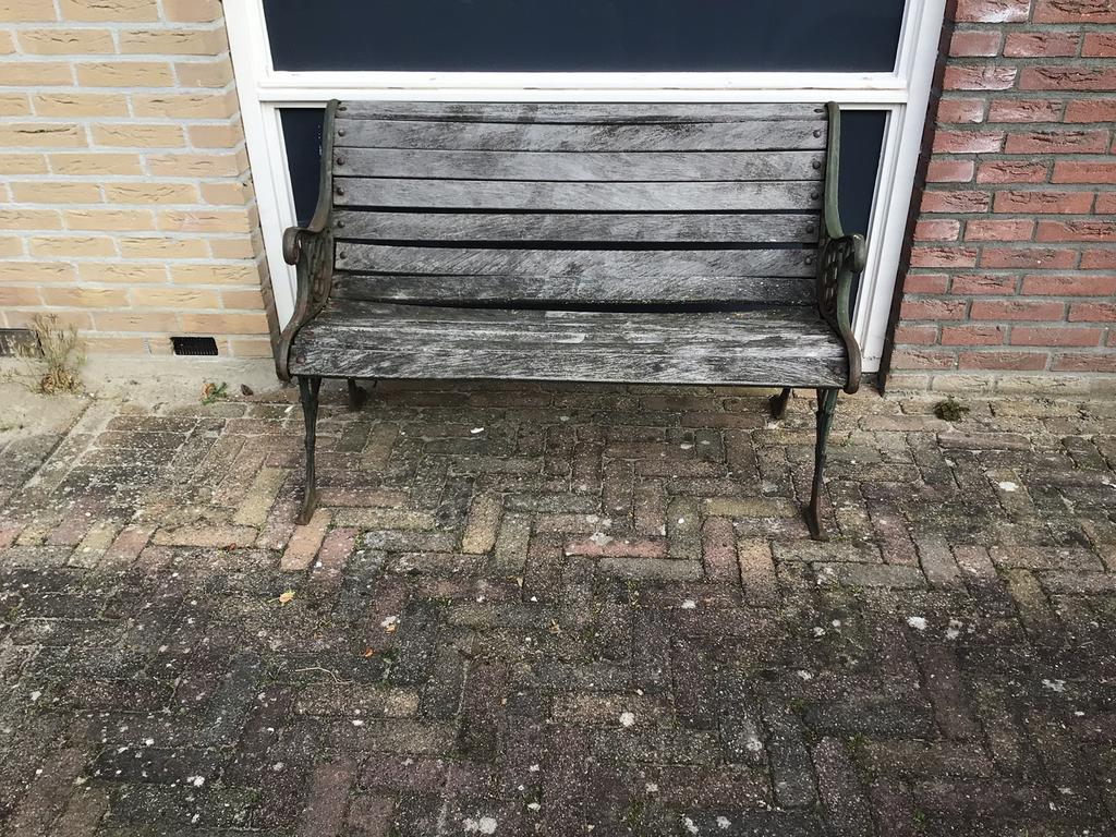 Gietijzer / houten authentieke tuinbank, Tuin en Terras, Ophalen, Gebruikt, Hout