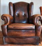 Leren oorfauteuil wingback club fauteuil bruin leer, Huis en Inrichting, Fauteuils, Ophalen, Engels Klassiek Barok Chesterfield Hotelchic Vintage Brocante