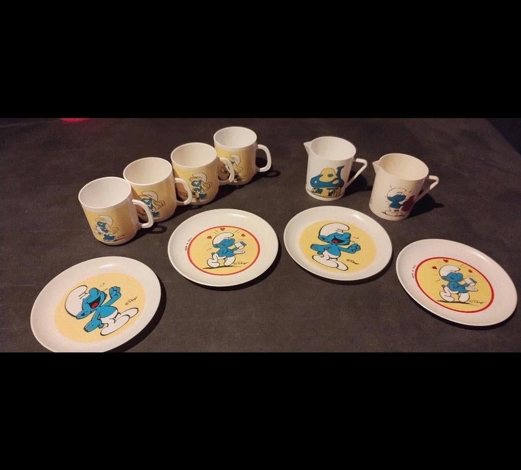 Vintage 1982 Smurfen Servies - Compleet Set, Verzenden, Zo goed als nieuw, Gebruiksvoorwerp