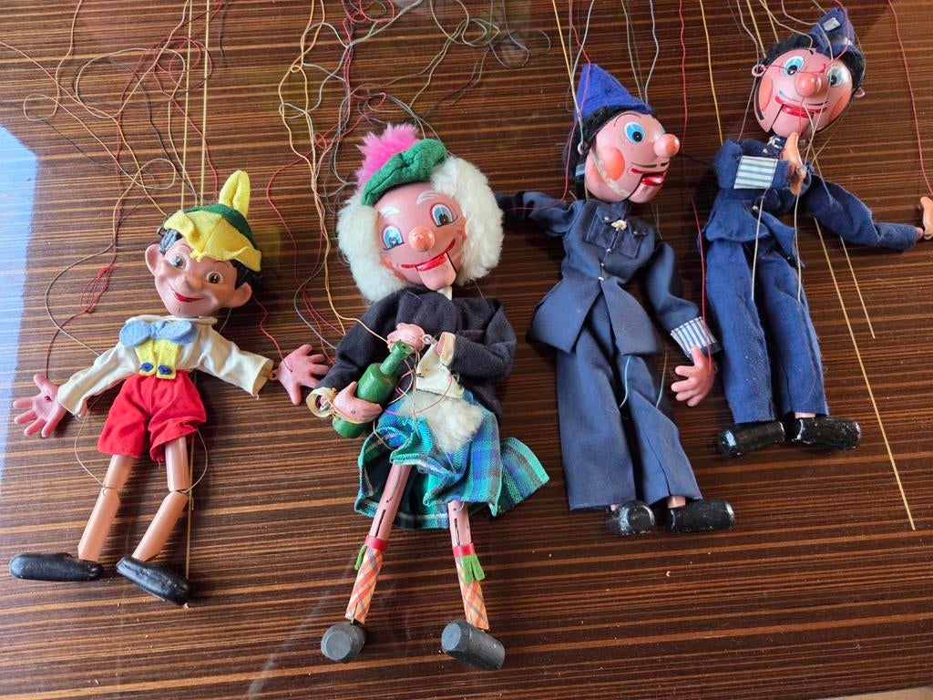 Vier Pelham puppets 50s, Ophalen of Verzenden