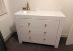Witte commode 3 lades met gouden knoppen, Ophalen, 50 tot 70 cm, 90 tot 105 cm, 100 cm of meer
