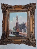 schilderij Amsterdamse gracht met Westertoren, Antiek en Kunst, Kunst | Schilderijen | Klassiek, Ophalen of Verzenden