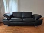 Zwart leren bank, Huis en Inrichting, Banken | Bankstellen, Ophalen, Gebruikt, 75 tot 100 cm, Leer
