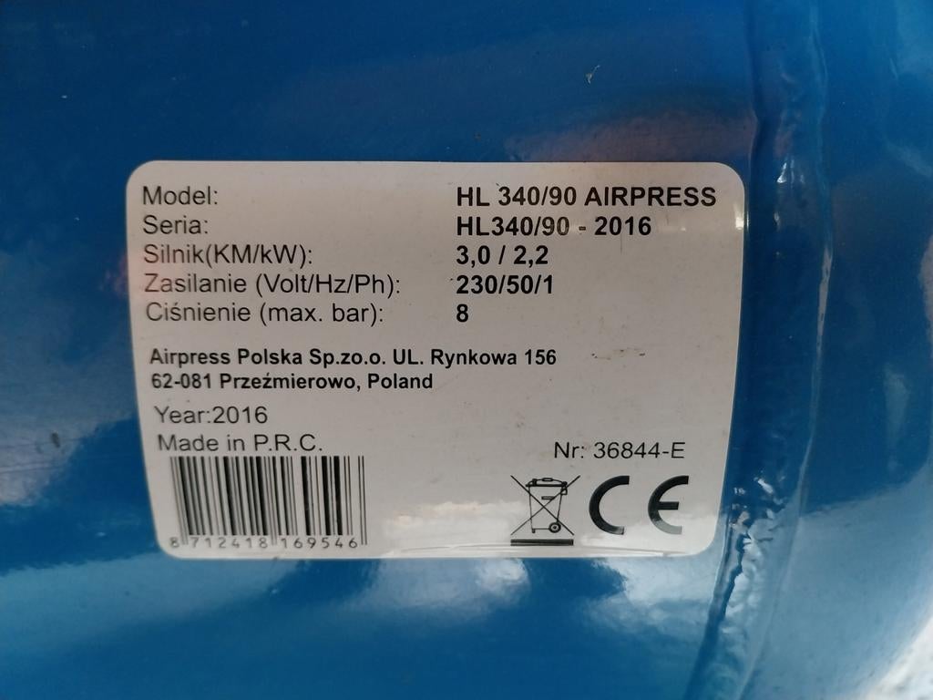 Airpress HL 340/90 Compressor - Zo goed als nieuw, Doe-het-zelf en Verbouw, Compressors, 100 liter of meer, Ophalen, Zo goed als nieuw