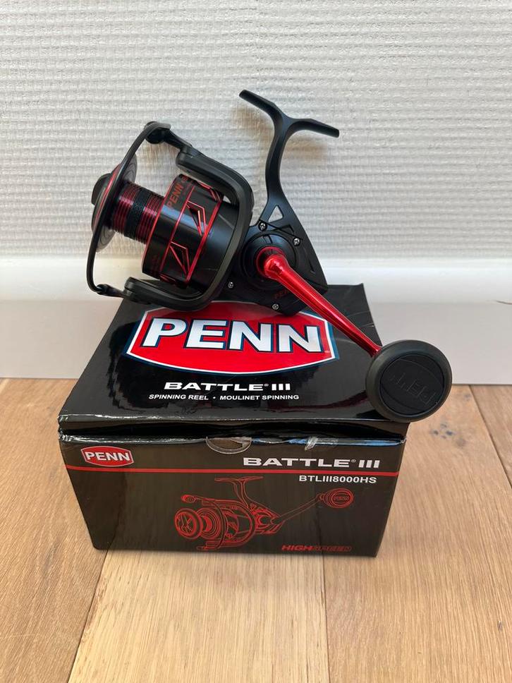 Nieuwe Penn Battle III 8000 zeemolen, 6 lagers, Watersport en Boten, Hengelsport | Zeevissen, Nieuw, Molen, Ophalen of Verzenden