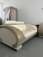 Antiek lederen bankstel – in nette staat voor de leeftijd, Huis en Inrichting, Antiek, 125 tot 150 cm, 150 tot 200 cm, Leer