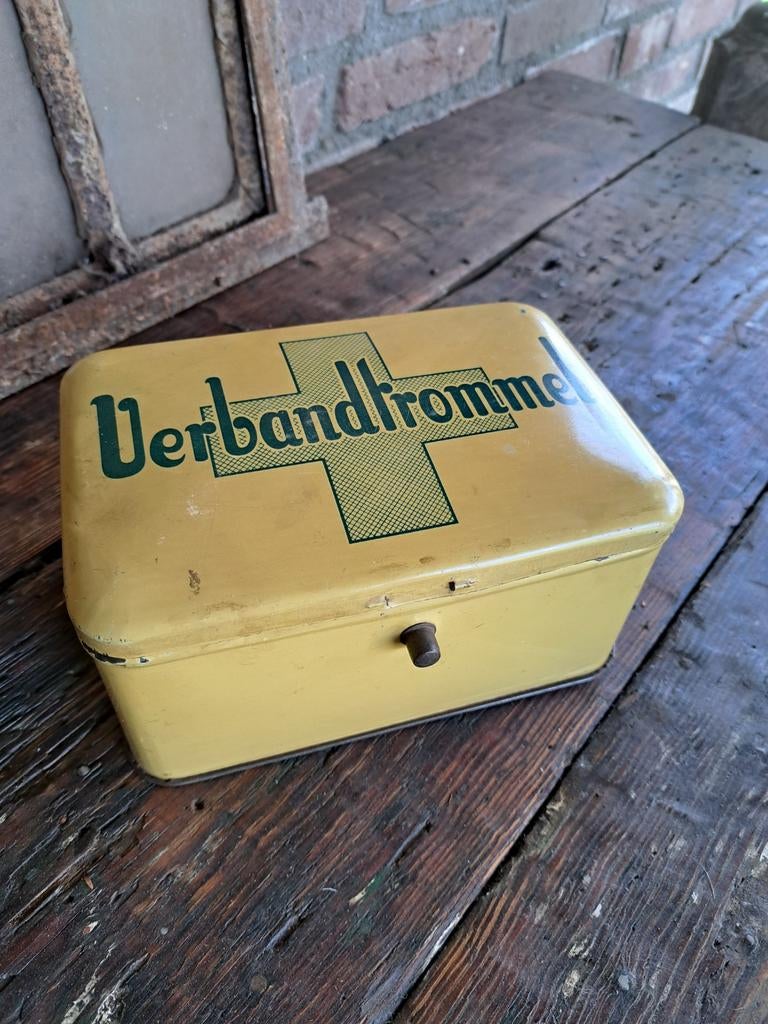 Vintage Verbandtrommel Blik - Oude EHBO Doos, Ophalen of Verzenden