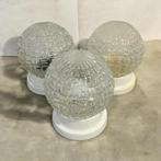 Vintage jaren 70 glazen plafonnières - 3 stuks, Ophalen