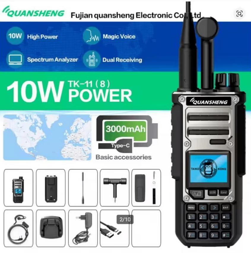 Quansheng TK11-8 Taiko Kong Nieuw + Speaker/Mic. + 2/70 ant., Ophalen of Verzenden, Nieuw, Zender en Ontvanger