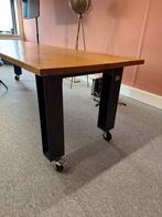 10 persoons robuuste eikenhouten vergadertafel op wielen, Ophalen, Eikenhout, 200 cm of meer, 50 tot 100 cm