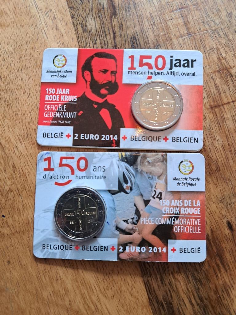2 Coincards België 2014 Rode Kruis - vlaams en waals, Ophalen of Verzenden, België, 2 euro, Setje