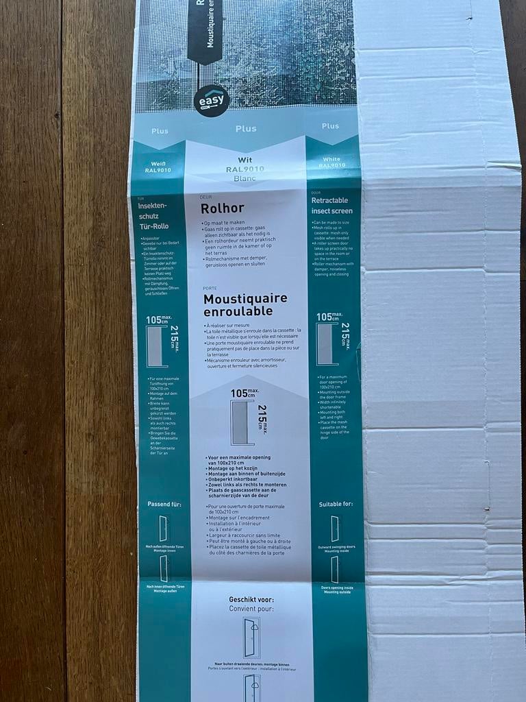 Nieuwe Rolhordeur Wit (RAL9010) - 105x215 cm, Kunststof, 215 cm of meer, Hordeur, Nieuw