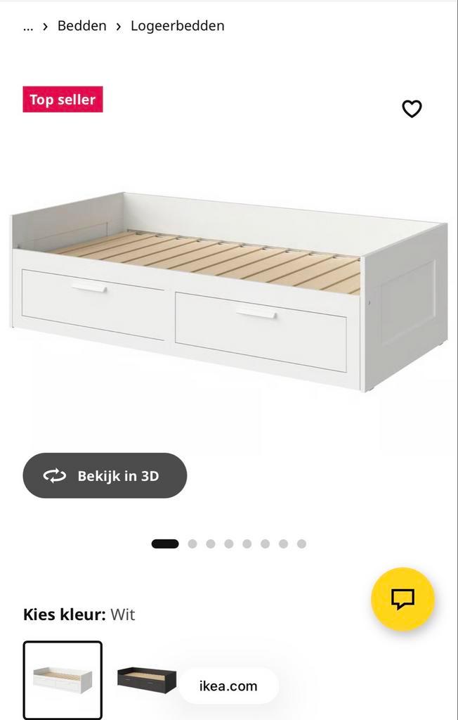 IKEA Brimnes bedbank met 2 lades - Wit, Huis en Inrichting, Slaapkamer | Bedden, Gebruikt, Eenpersoons, 80 cm, 200 cm, Hout, Wit