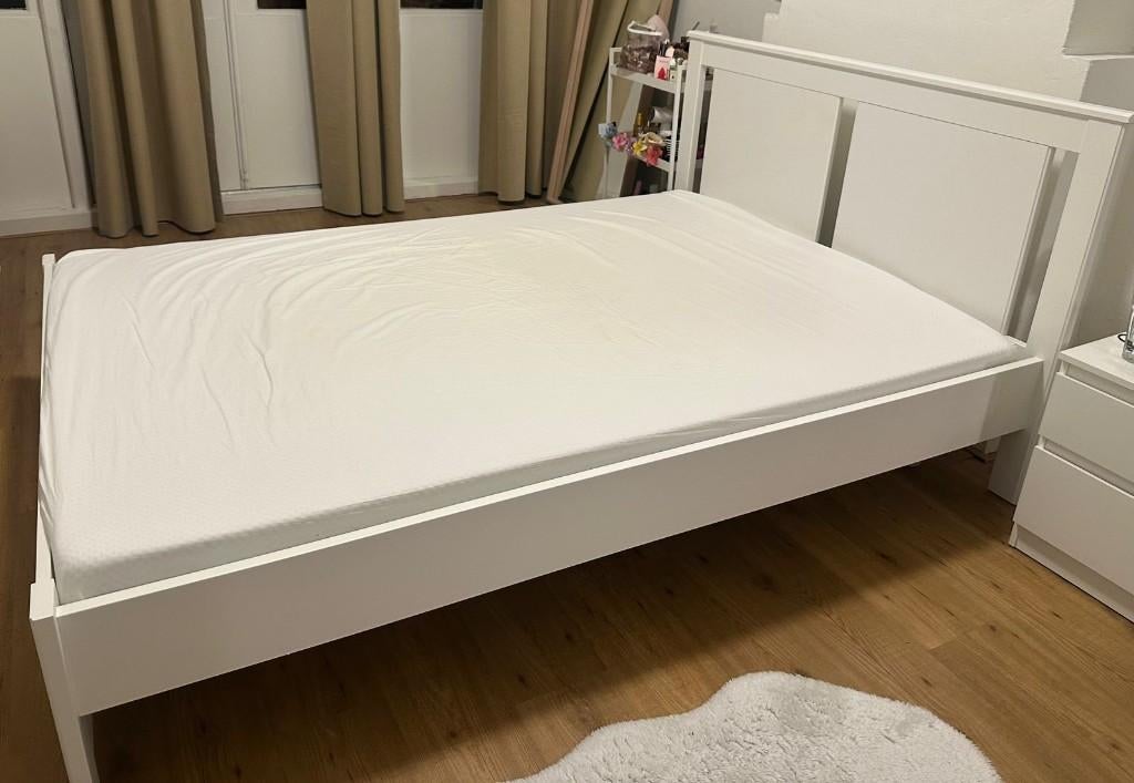 Ikea Bed Songesand, Ophalen, Wit, Tweepersoons, 140 cm