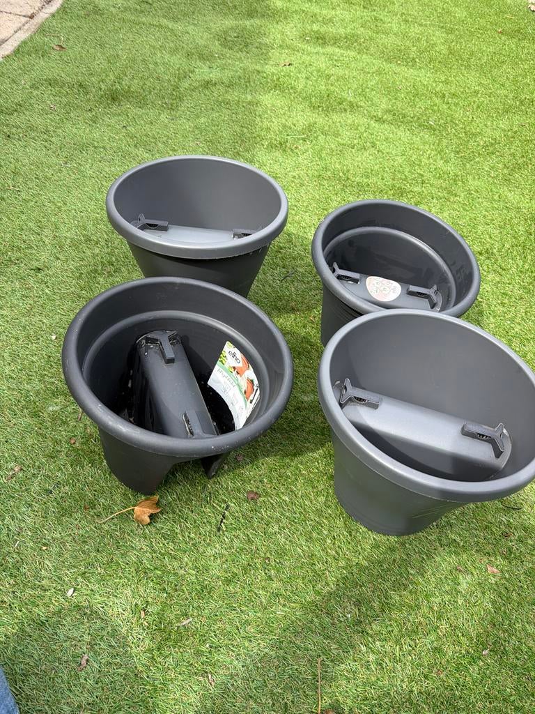 4x Elho Green Basics Flower Bridge bloempotten grijs, Kunststof, Balkon, Rond, Ophalen of Verzenden