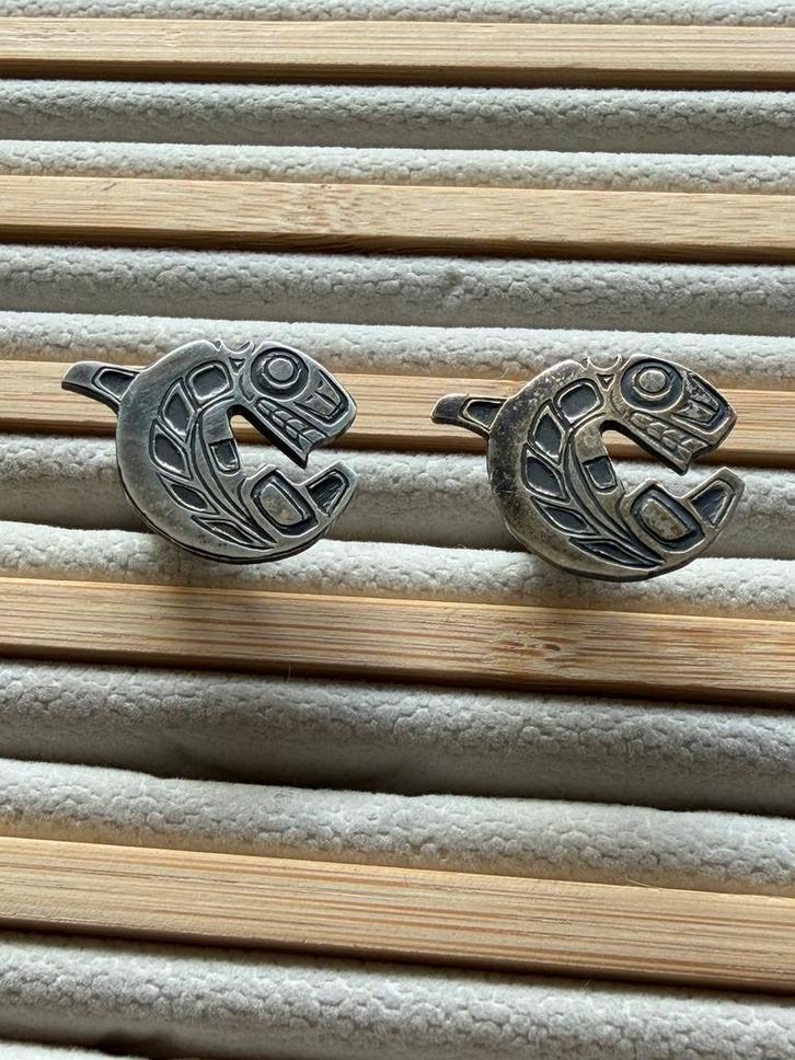 Vintage zilveren canadese manchetknopen, Sieraden, Tassen en Uiterlijk, Manchetknopen, Zo goed als nieuw, Zilver, Ophalen of Verzenden