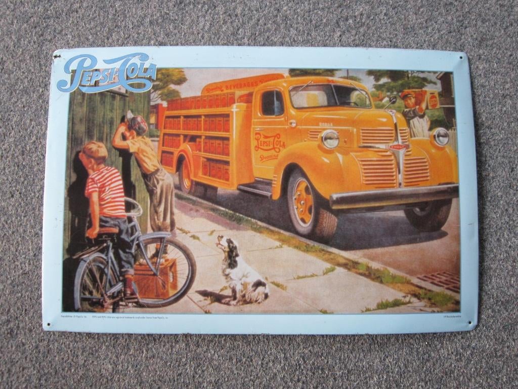 PEPSI COLA BLIKKEN RECLAMEBORD, Ophalen, Gebruikt, Reclamebord