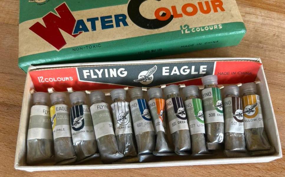 Vintage Flying Eagle Water Colour verfset - 12 kleuren, Antiek en Kunst, Curiosa en Brocante, Ophalen of Verzenden