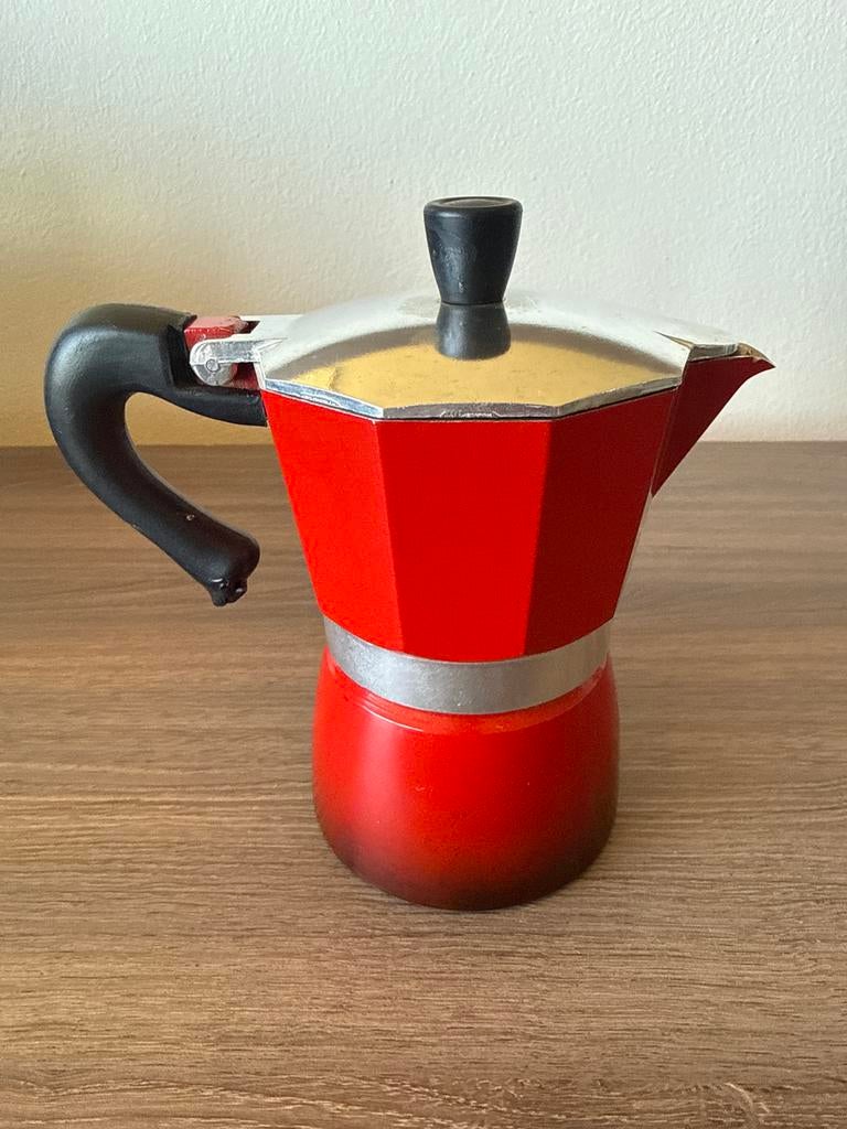 Rode Moka Express percolator, Italiaanse koffiepot, Gebruikt, Overige modellen, Gemalen koffie, Ophalen of Verzenden