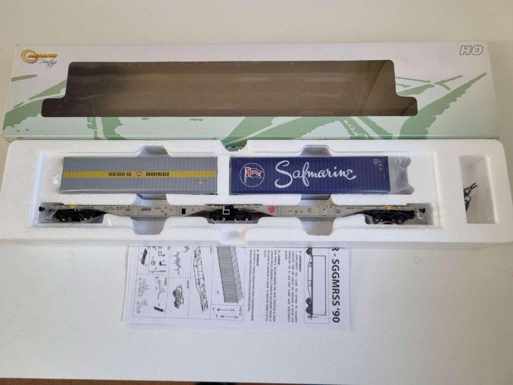 Mehano 58637 - Containerwagen met twee containers uit Ep VI, Hobby en Vrije tijd, Modeltreinen | H0, Overige merken, Gelijkstroom