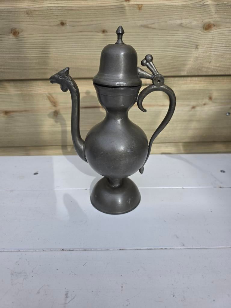 Antieke tinnen kan met sierlijke details, Antiek en Kunst, Antiek | Tin, Ophalen of Verzenden