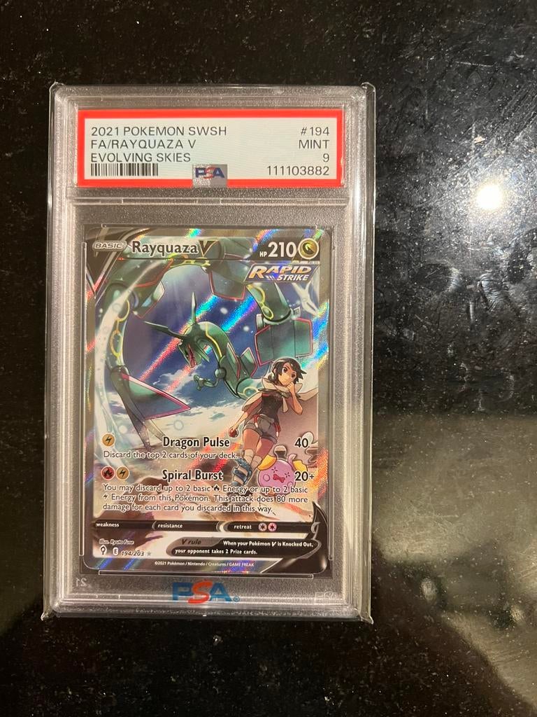 Rayquaza v 194/203 psa 9, Ophalen of Verzenden, Zo goed als nieuw