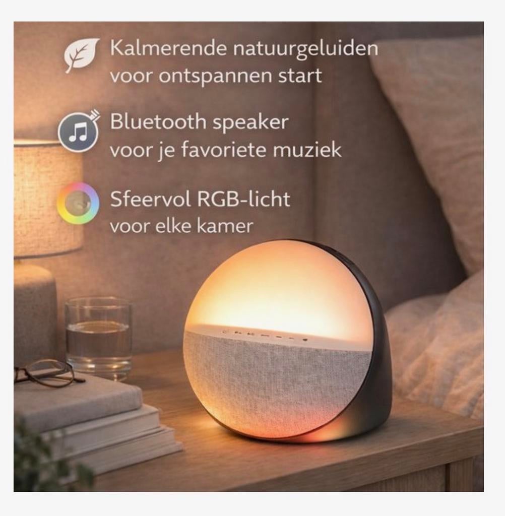 Brainz Wake Up Light Speaker - Wekker met Licht en Geluid, Ophalen of Verzenden, Nieuw, Digitaal