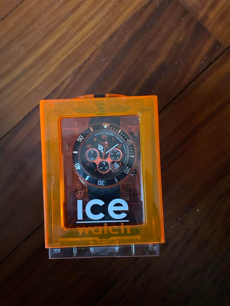 Ice Watch horloge zwart met oranje accenten, Kunststof, Polshorloge, Swatch, Nieuw