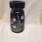 Vintage Zenith vaas, zwart met bloemmotief, 1969, Ophalen of Verzenden