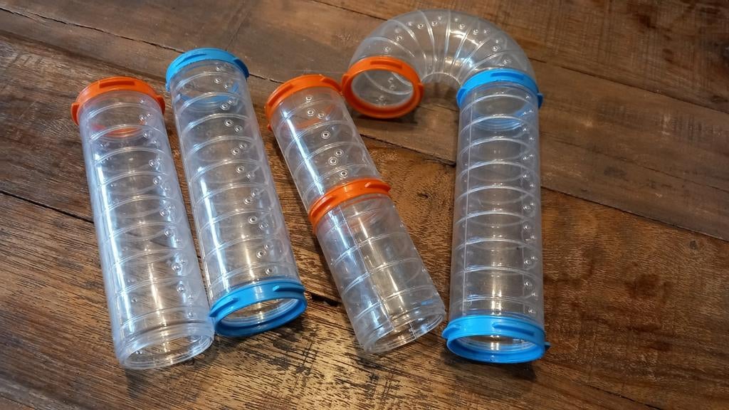 Hamster toebehoren zoals buizensysteem, loopmolen, huisjes, Ophalen, Gebruikt, Loopwiel of Rad