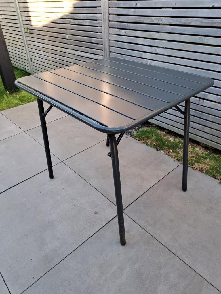 Compacte metalen tuintafel, inklapbaar, Tuin en Terras, Tuintafels, Ophalen, Gebruikt, Vierkant, Metaal