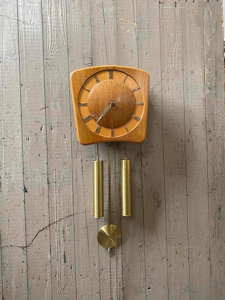 Vintage wandklok met gewichten - Jaren '60 design, Ophalen