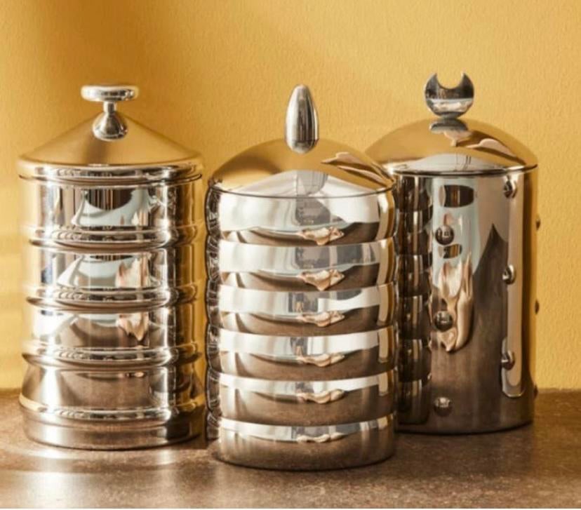 Voorraadbus RVS Alessi Kalisto 3 stuks ZGAN, Overige materialen, Overige typen, Ophalen of Verzenden, Zo goed als nieuw