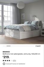 IKEA Brimnes bed 160x200 met opbergruimte, Gebruikt, Wit, Tweepersoons, Ophalen of Verzenden