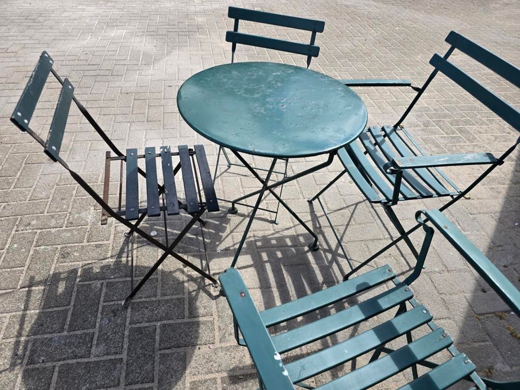 Bistro set vintage, Ophalen of Verzenden, Gebruikt, Overige materialen, 2 zitplaatsen