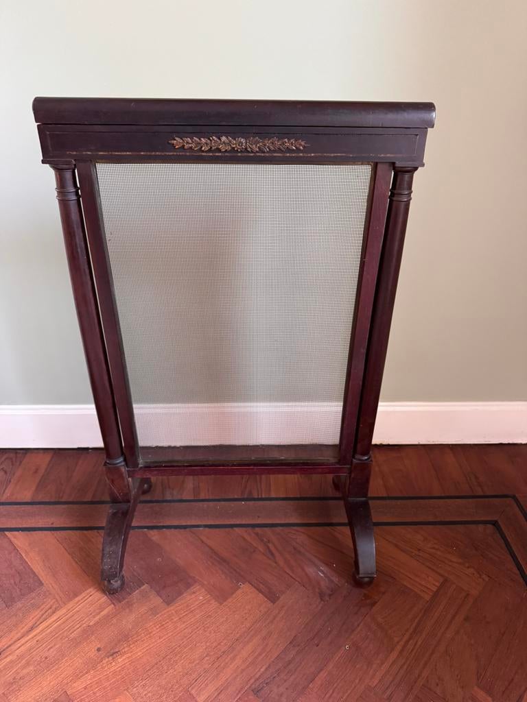 Antiek open haard scherm - Mahonie, Huis en Inrichting, Haarden, Ophalen, Gebruikt, Vrijstaande haard, Houthaard