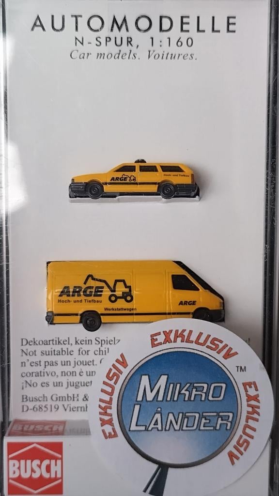 Mercedes Benz Sprinter & vw Passat Arge Bau 1:160 Busch Pol, Hobby en Vrije tijd, Modelauto's | Overige schalen, Nieuw, Auto, Verzenden