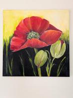 Levendig Rood Klaproos Schilderij -  Acryl 100X100, Ophalen of Verzenden