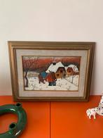 Olieverf schilderij naïeve kunst gesigneerd, Ophalen of Verzenden