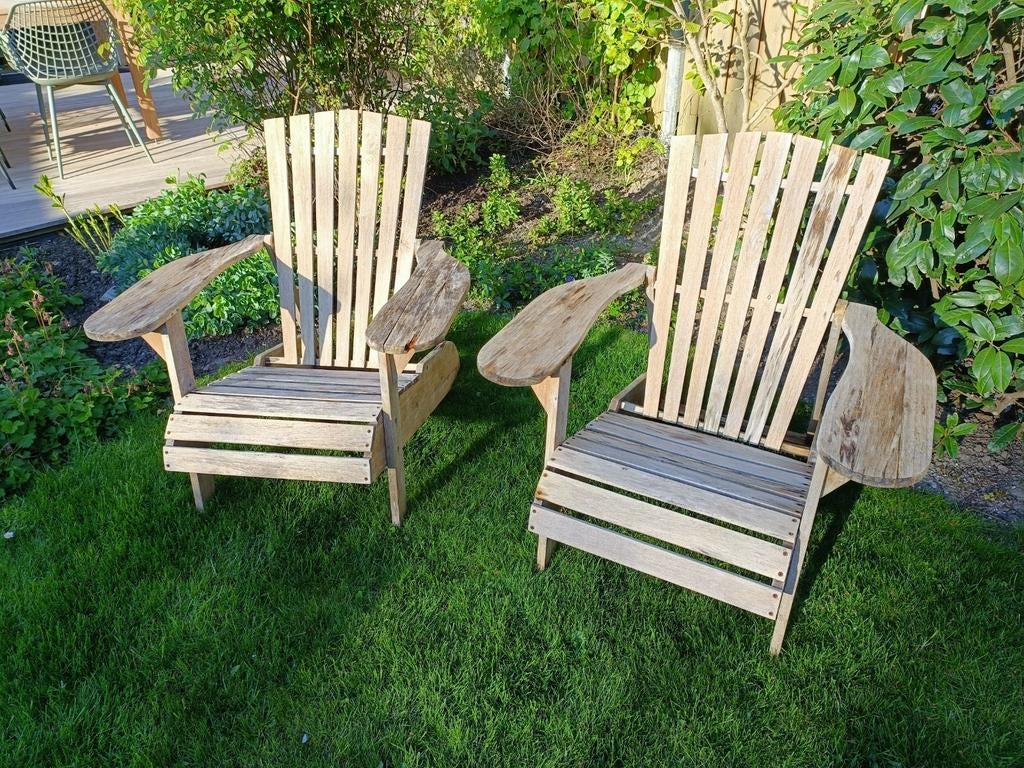 Adirondack/bear chair Tuinstoelen set, Ophalen, Gebruikt, Hout