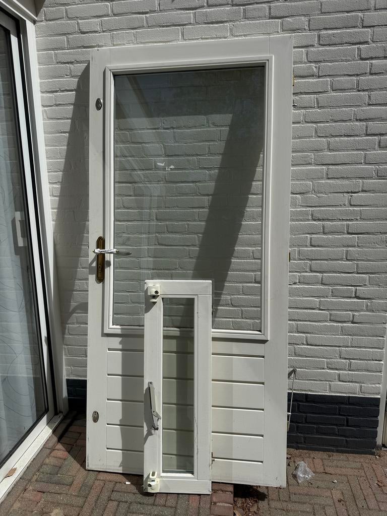 Hardhouten buitendeur evt met kalf (bovenraam), Ophalen, Gebruikt, 80 tot 100 cm, Buitendeur