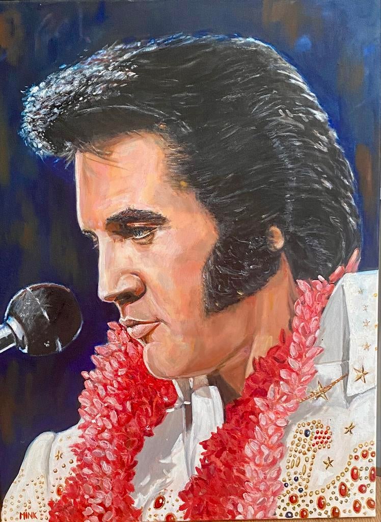 Schilderij Elvis Presley 80x60cm puntgave staat, Antiek en Kunst, Ophalen